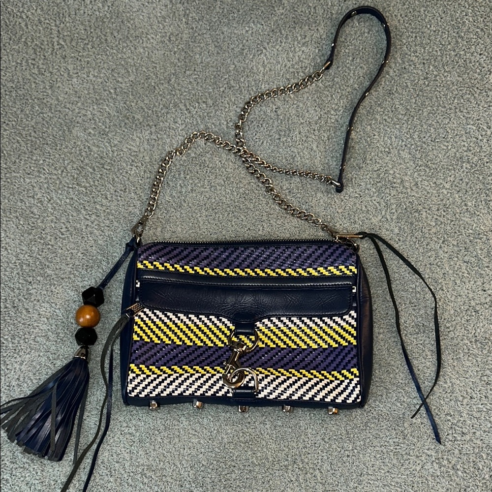Stylish Navy and Yellow Chain Crossbody